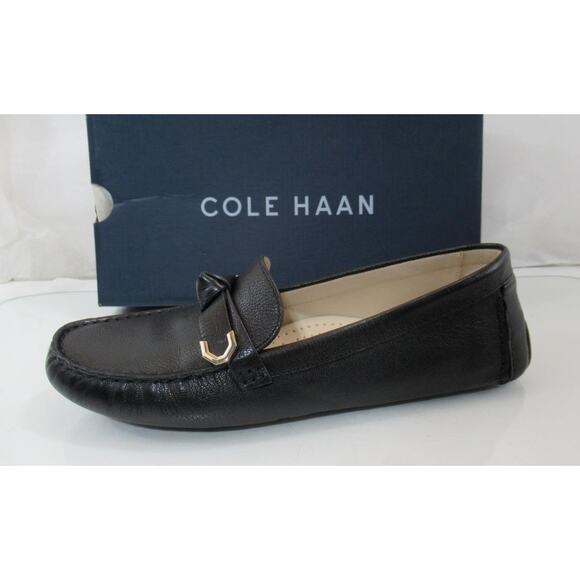 Women's Cole Haan Evelyn Bow Driver Moccasin Loafer Shoes Leather Black Size 9 - Picture 2 of 9